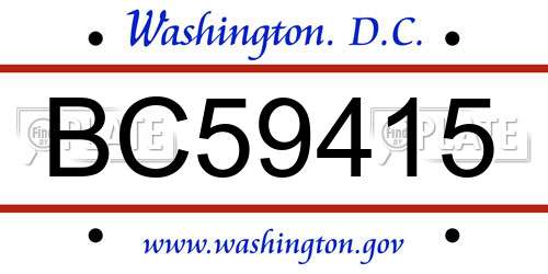 BC59415 District Of Columbia License Plate