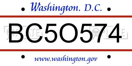BC5O574 District Of Columbia License Plate