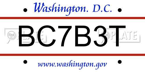 BC7B3T District Of Columbia License Plate