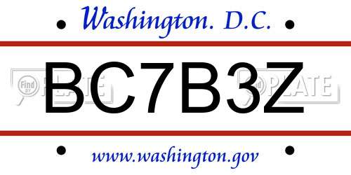 BC7B3Z District Of Columbia License Plate