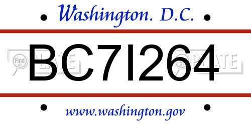 BC7I264 District Of Columbia License Plate