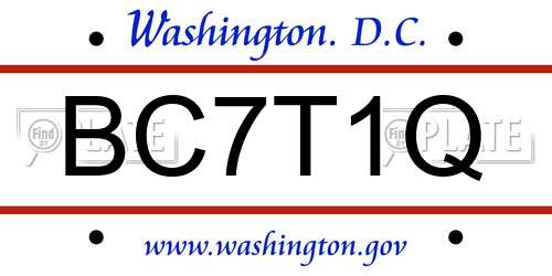 BC7T1Q District Of Columbia License Plate