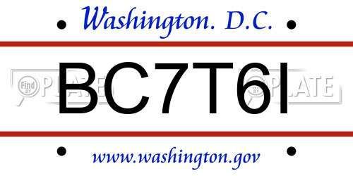 BC7T6I District Of Columbia License Plate