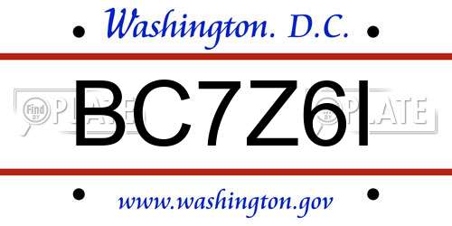 BC7Z6I District Of Columbia License Plate