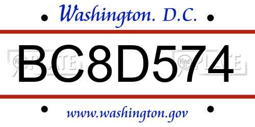 BC8D574 District Of Columbia License Plate