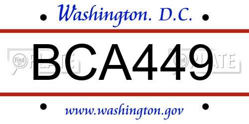 BCA449 District Of Columbia License Plate