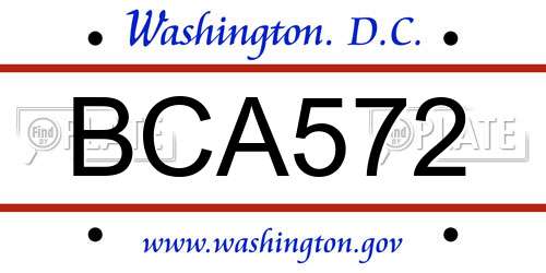 BCA572 District Of Columbia License Plate