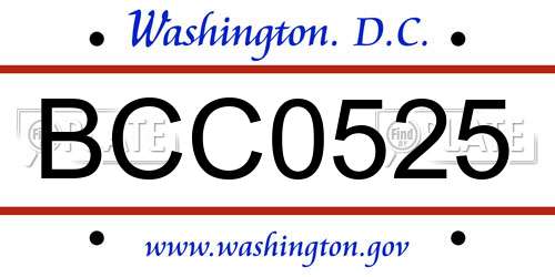 BCC0525 District Of Columbia License Plate