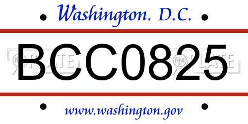 BCC0825 District Of Columbia License Plate