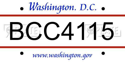 BCC4115 District Of Columbia License Plate