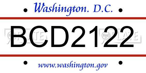 BCD2122 District Of Columbia License Plate