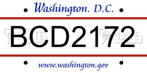 BCD2172 District Of Columbia License Plate