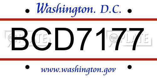 BCD7177 District Of Columbia License Plate