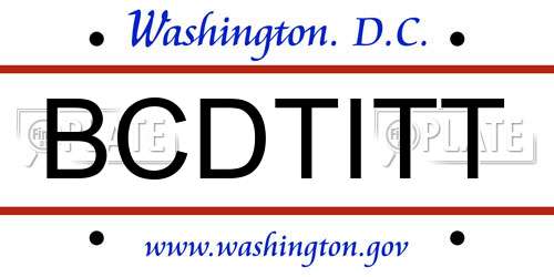BCDTITT District Of Columbia License Plate