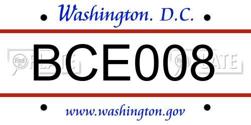 BCE008 District Of Columbia License Plate