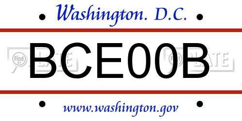 BCE00B District Of Columbia License Plate