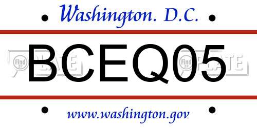 BCEQ05 District Of Columbia License Plate