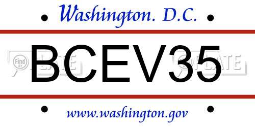 BCEV35 District Of Columbia License Plate
