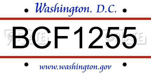 BCF1255 District Of Columbia License Plate