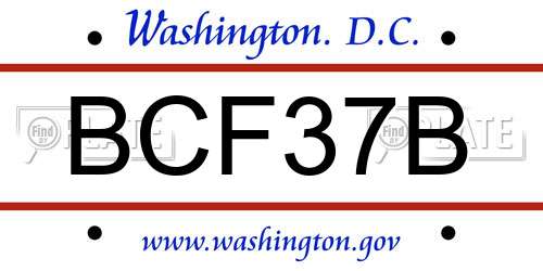 BCF37B District Of Columbia License Plate