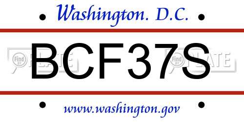BCF37S District Of Columbia License Plate