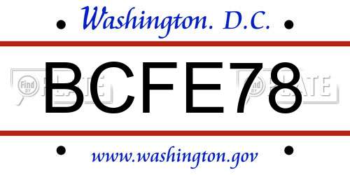 BCFE78 District Of Columbia License Plate