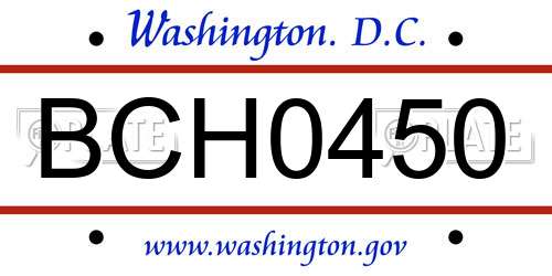 BCH0450 District Of Columbia License Plate
