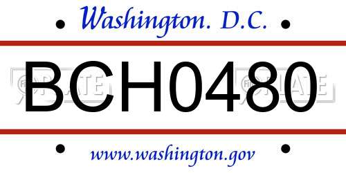 BCH0480 District Of Columbia License Plate