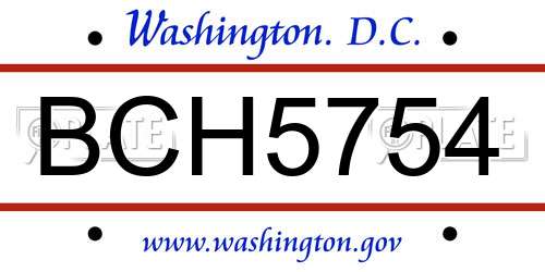 BCH5754 District Of Columbia License Plate