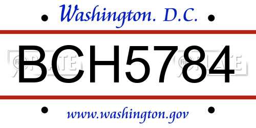 BCH5784 District Of Columbia License Plate