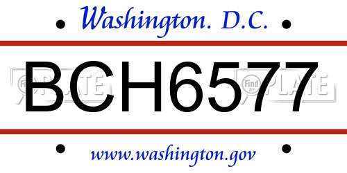 BCH6577 District Of Columbia License Plate
