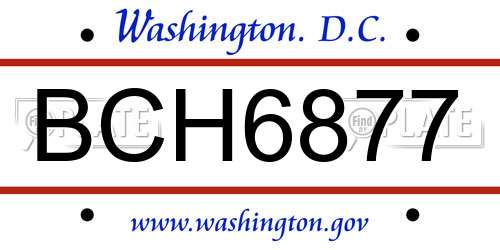 BCH6877 District Of Columbia License Plate