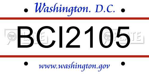 BCI2105 District Of Columbia License Plate