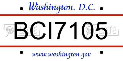 BCI7105 District Of Columbia License Plate