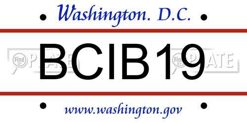 BCIB19 District Of Columbia License Plate