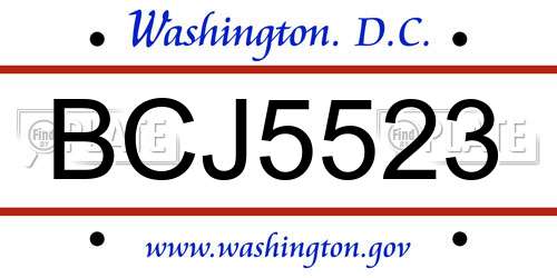 BCJ5523 District Of Columbia License Plate