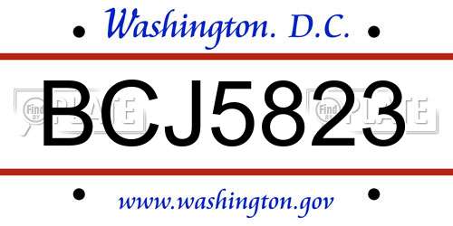 BCJ5823 District Of Columbia License Plate