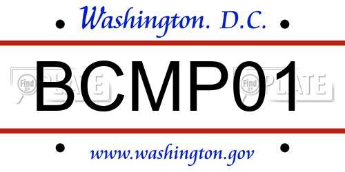 BCMP01 District Of Columbia License Plate