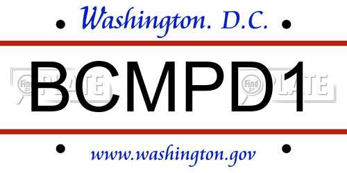 BCMPD1 District Of Columbia License Plate
