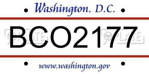 BCO2177 District Of Columbia License Plate