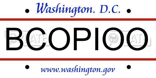 BCOPIOO District Of Columbia License Plate