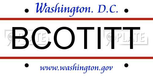 BCOTITT District Of Columbia License Plate