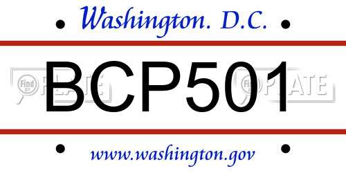 BCP501 District Of Columbia License Plate