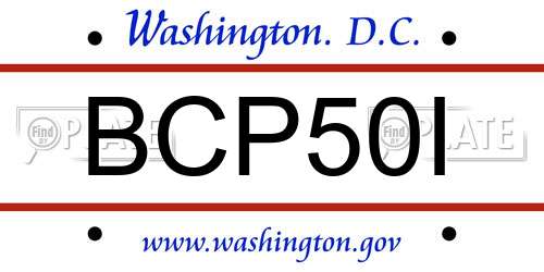 BCP50I District Of Columbia License Plate