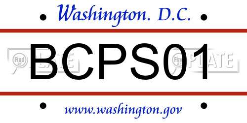 BCPS01 District Of Columbia License Plate