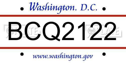 BCQ2122 District Of Columbia License Plate