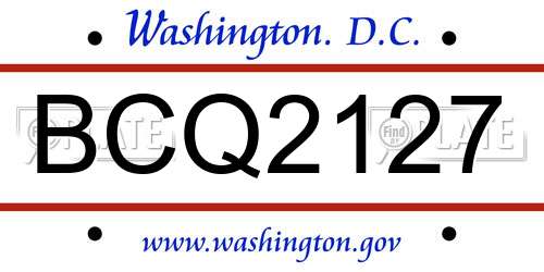 BCQ2127 District Of Columbia License Plate