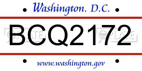 BCQ2172 District Of Columbia License Plate