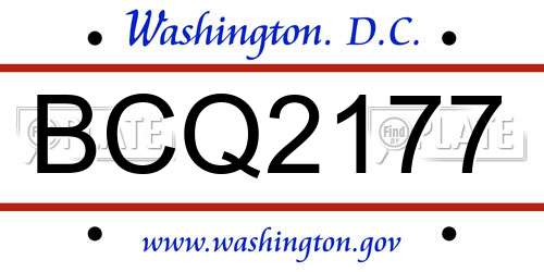 BCQ2177 District Of Columbia License Plate