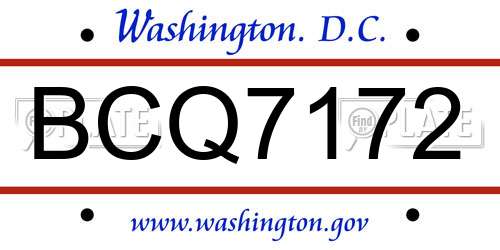 BCQ7172 District Of Columbia License Plate